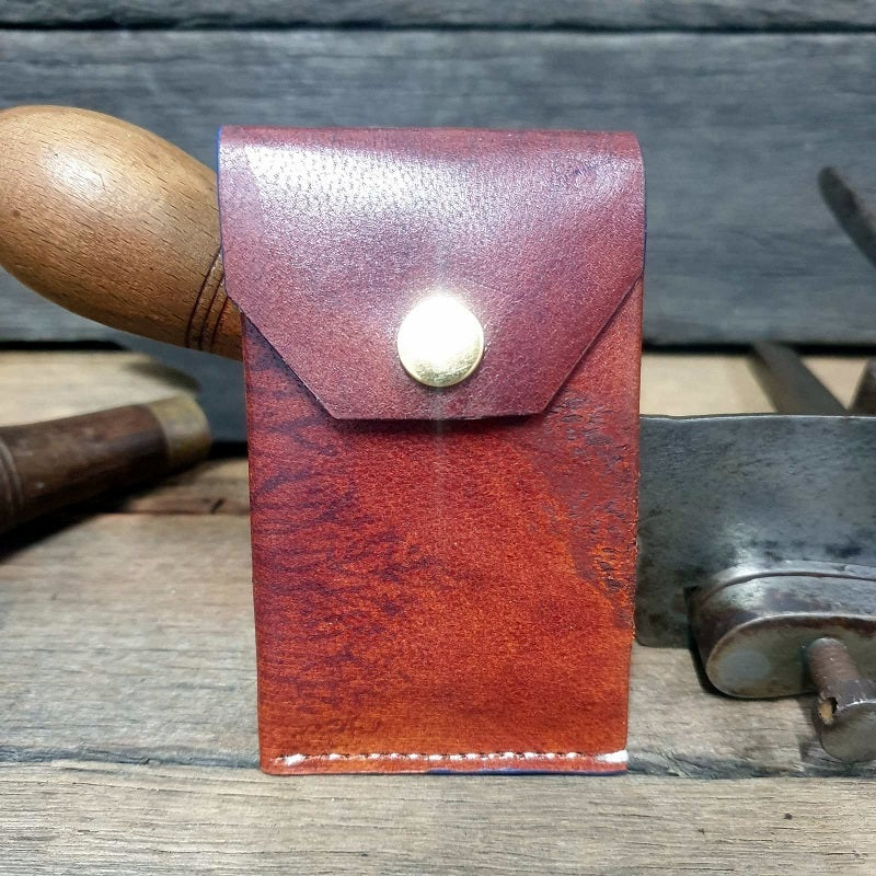 Cadet. S Handmade Minimalist Full Grain Saddle Brown Leather Card & Cash Wallet