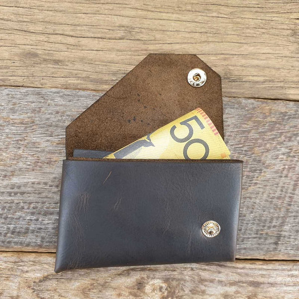 Spartan - Handmade minimalist leather card, coin & cash origami styled wallet - The Leather Trading Co.