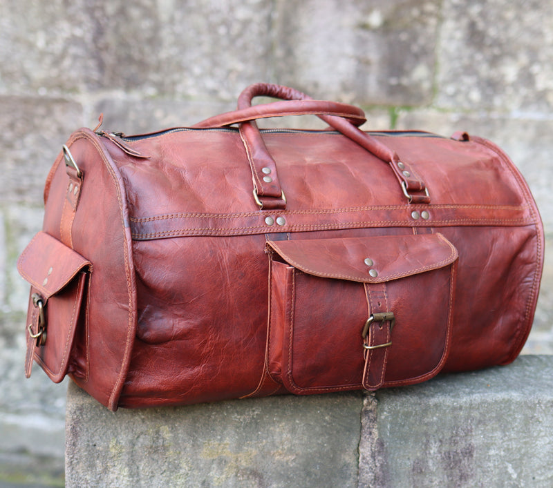 London 50cm Round Duffle Bag - Goat hide