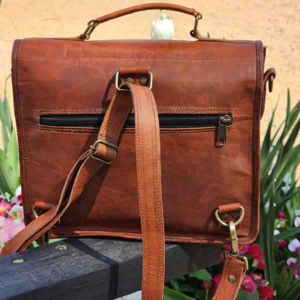Conductor 11 Inch Full Grain Goat Leather Every Day Bag & Backpack