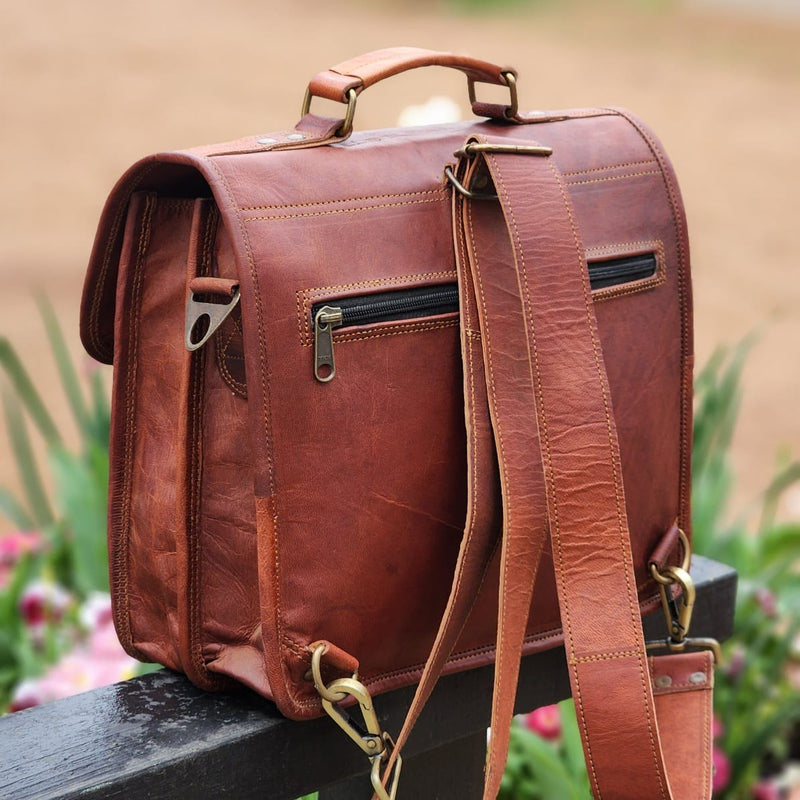 backpack messenger bag hybrid leather alamo 12-inch goat leather satchel & backpack hybrid