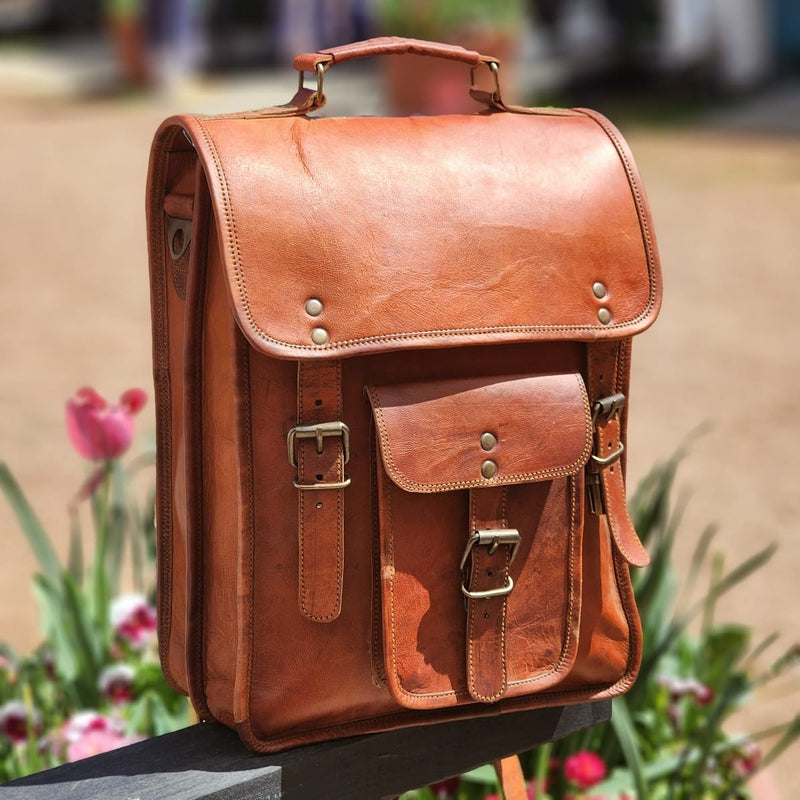 Double Bay 14-Inch Goat Leather Backpack & Satchel Double Bay 14-Inch Goat Leather Backpack & Satchel