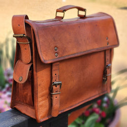 The Englishmen 16" Old School Leather Satchel Bag