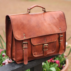 "ALAMO" 16 Inch Full Grain Goat Leather Satchel and Backpack Hybrid