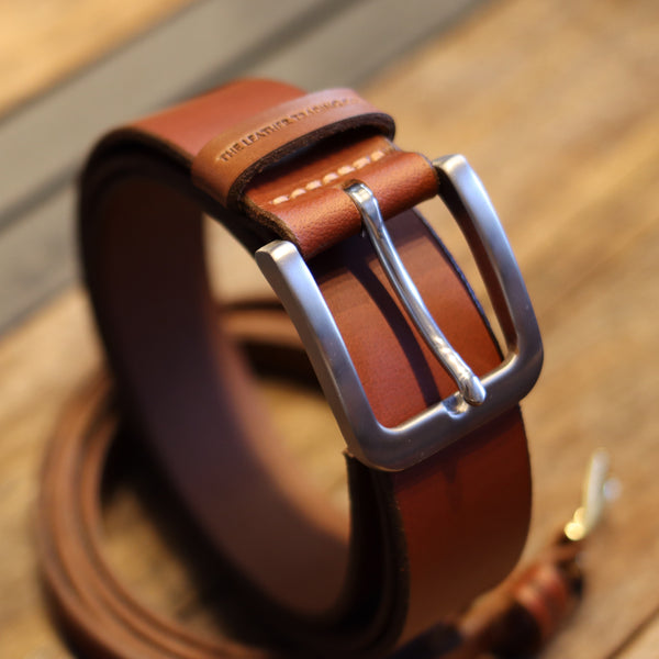 HANDMADE BUFFALO LEATHER STAINLESS STEEL BELT - TAN 40 MM