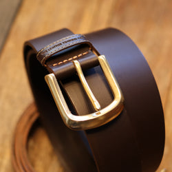 HANDMADE BUFFALO LEATHER SOLID BRASS BELT - BROWN 40 MM