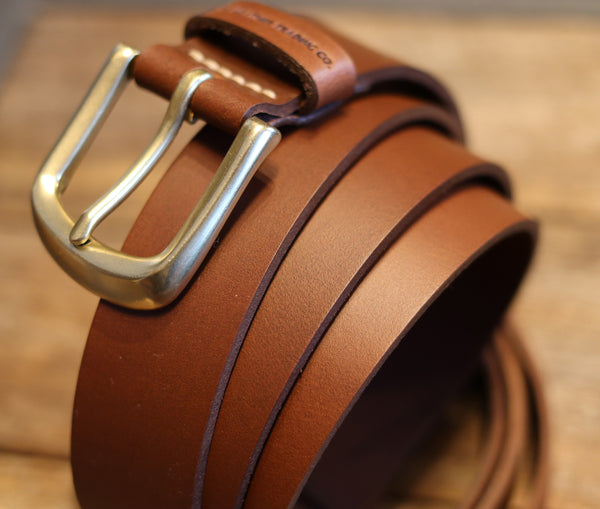 HANDMADE BUFFALO LEATHER SOLID BRASS BELT - TAN 40 MM