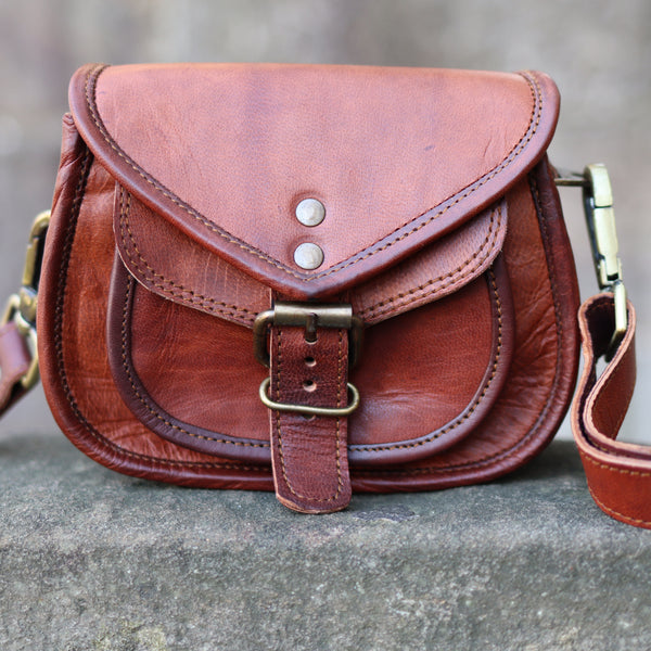 Jessica 7 Inch Saddle Bag -Goat hide