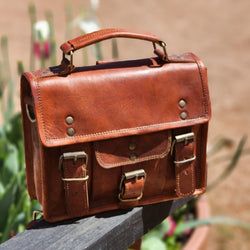 "Bexley" 9 Inch Full Grain Goat Leather Old School Transit Bag & Backpack