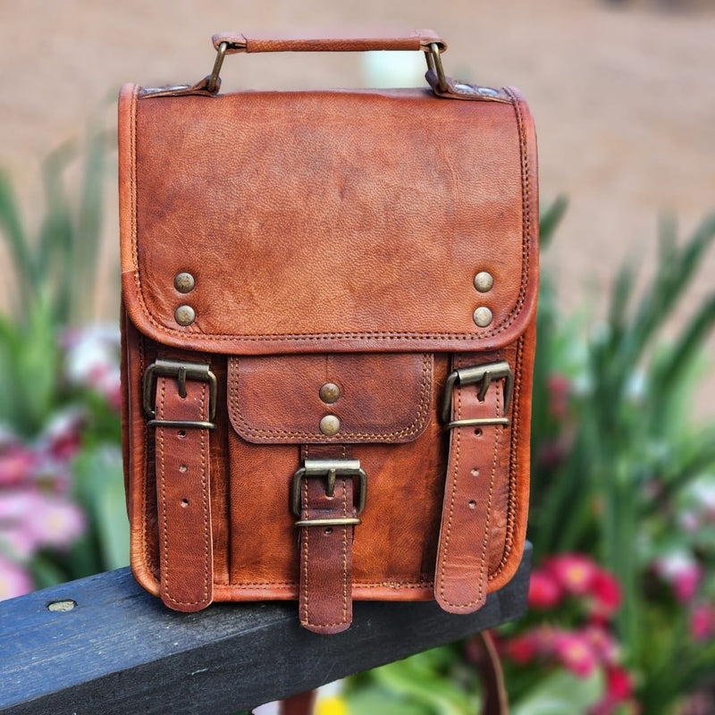 9 Inch "The Trunk" Portrait Handmade Full Grain Leather Every Day Carry Transit Bag