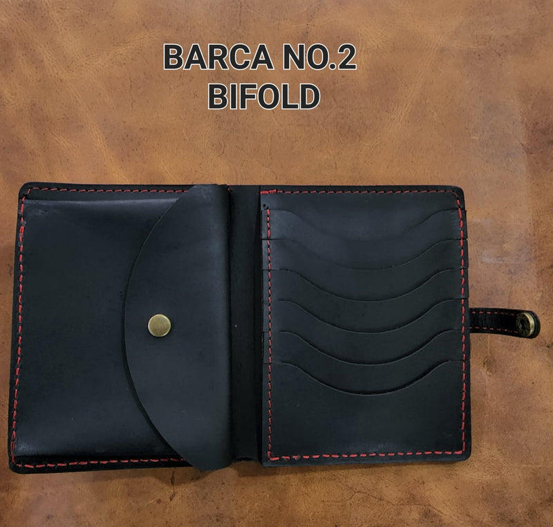 Barca II Full Grain Leather Bifold Minialist Wallet With 6 Card Compartment