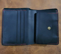 Barca Full Grain Leather Bifold Minialist Wallet With Coin Compartment