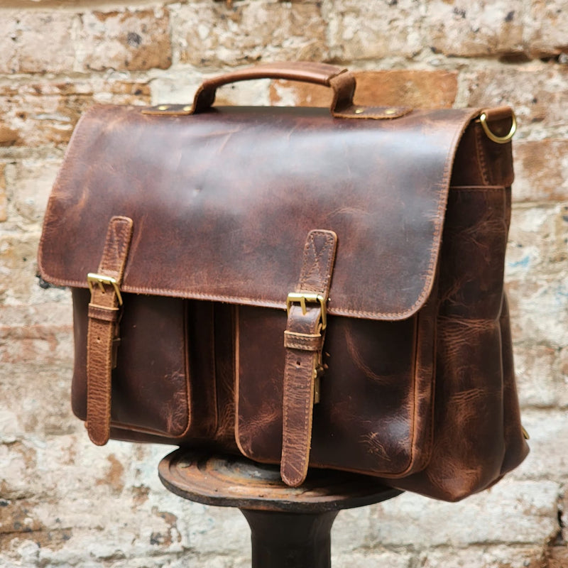 DARLINGHURST 2 POCKET LAPTOP BAG-BUFFALO-BROWN