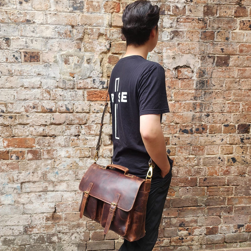 DARLINGHURST 2 POCKET LAPTOP BAG-BUFFALO-BROWN