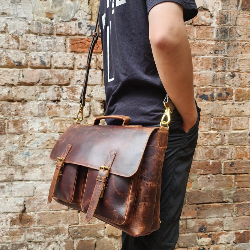 DARLINGHURST 2 POCKET LAPTOP BAG-BUFFALO-BROWN