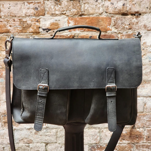 DARLINGHURST 2 POCKET LAPTOP BAG-BUFFALO-BLACK