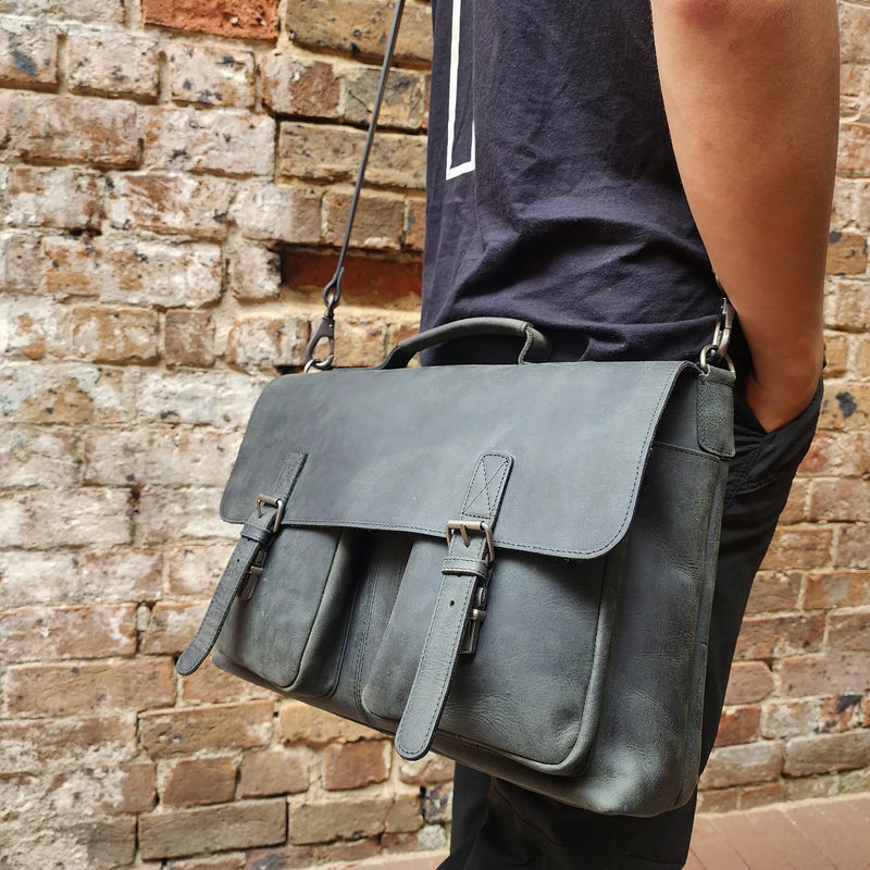 DARLINGHURST 2 POCKET LAPTOP BAG-BUFFALO-BLACK