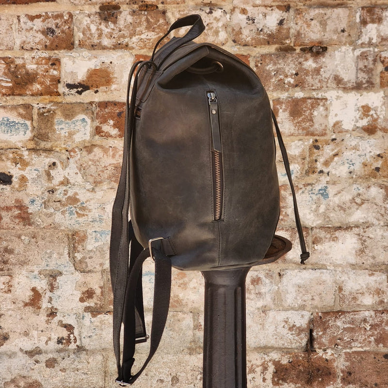 POTTS POINT 15 INCH BUFFALO LEATHER BACKPACK - BLACK