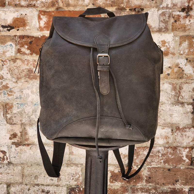 POTTS POINT 15 INCH BUFFALO LEATHER BACKPACK - BLACK