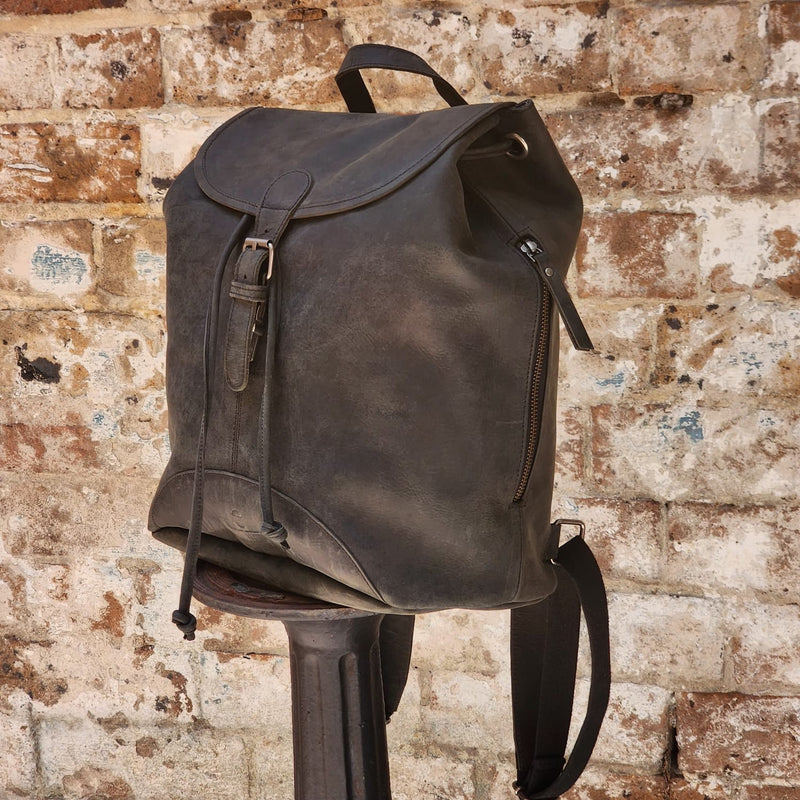 POTTS POINT 15 INCH BUFFALO LEATHER BACKPACK - BLACK