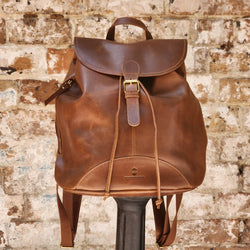 POTTS POINT 15 INCH BUFFALO LEATHER BACKPACK - BROWN