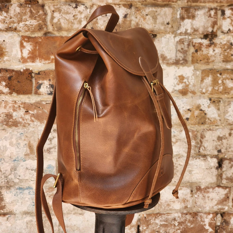 POTTS POINT 15 INCH BUFFALO LEATHER BACKPACK - BROWN