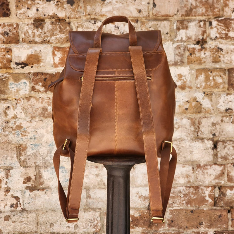 POTTS POINT 15 INCH BUFFALO LEATHER BACKPACK - BROWN