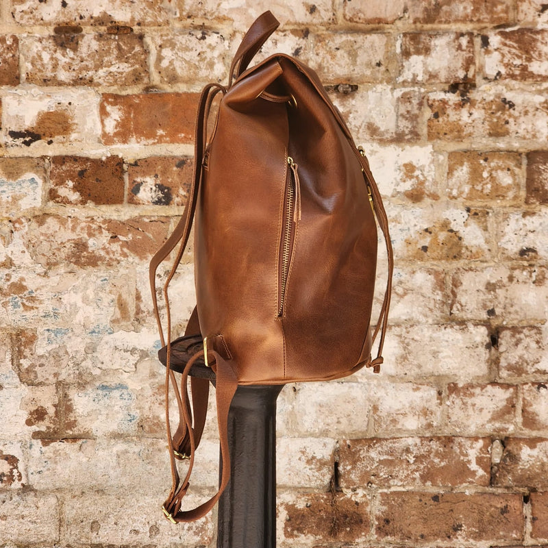 POTTS POINT 15 INCH BUFFALO LEATHER BACKPACK - BROWN