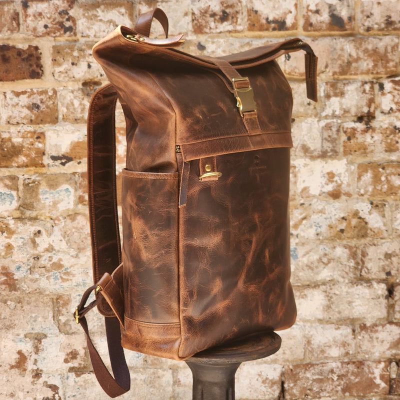 TAZZIE 18INCH-BUFFALO-ROLLTOP-BROWN-BACKPACK