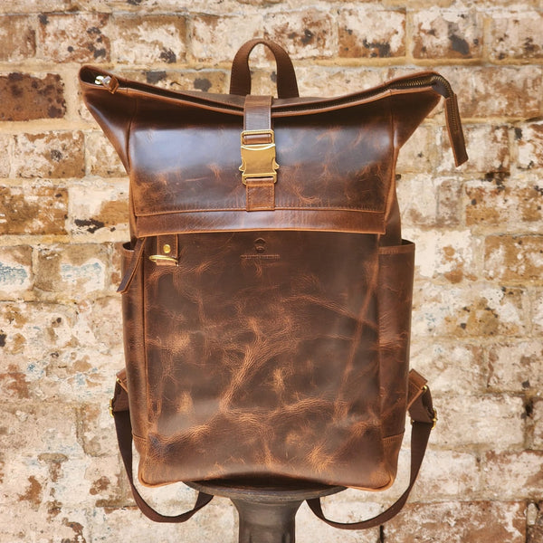 TAZZIE 18INCH-BUFFALO-ROLLTOP-BROWN-BACKPACK