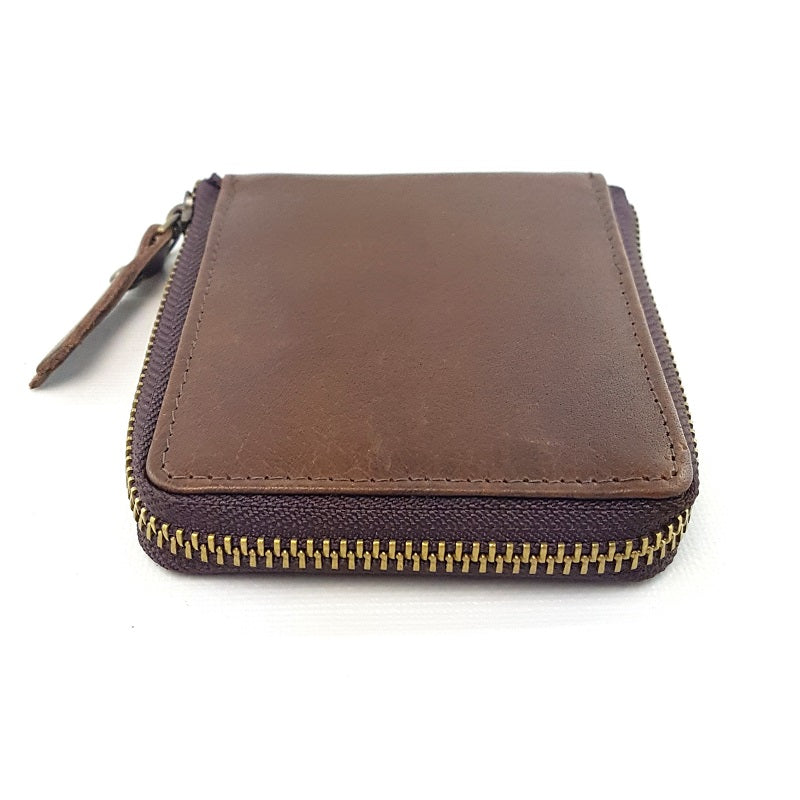 Cruise - Tan Calf Leather 3Fold Zippered Wallet - The Leather Trading Co.
