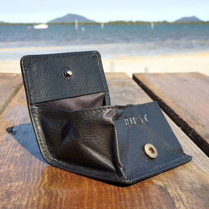 Chase -  Compact Cow Hide Black Coin Pouch - The Leather Trading Co.