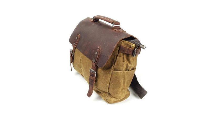 Instigator - 14" Canvas Satchel with Leather Cover (16960) Out of Stock - The Leather Trading Co.