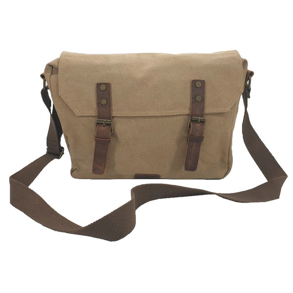 Medic 14" Camel Vintage Fashion Canvas & Leather Medical Messenger Shoulder Bag - The Leather Trading Co.