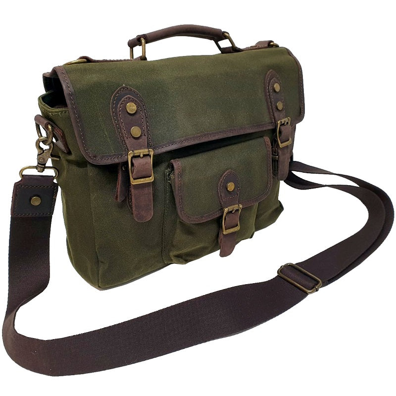 Vagarant 15 in. Vintage Cotton Wax Canvas Laptop Messenger Bag