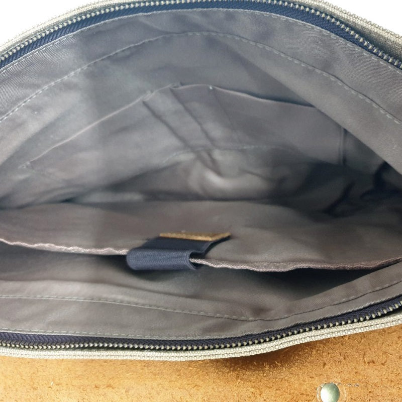 Hercules 16" Khaki Canvas & Leather Laptop Messenger Satchel Bag - The Leather Trading Co.