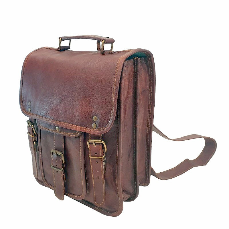 Hybrid 16″ Full Grain Leather Backpack - The Leather Trading Co.