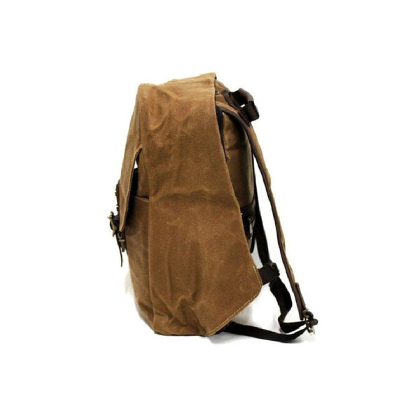 Secure 18″ Grey Weather Proof Waxed Canvas Backpack - The Leather Trading Co.