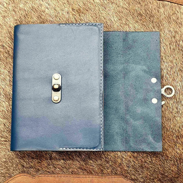 The Ark Handmade Navy Blue Refillable Leather Travel Journal - The Leather Trading Co.