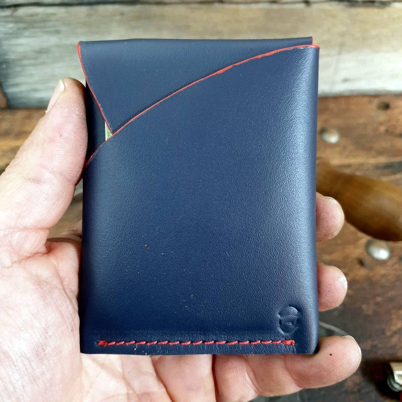 The Admiral - Handmade Australian Minimalist Navy Cowhide Leather Card & Cash Wallet