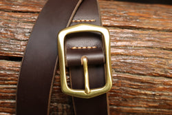 RUSTLER HAND MADE BROWN AMERICAN SOLID BRASS BUFFALO LEATHER BELT