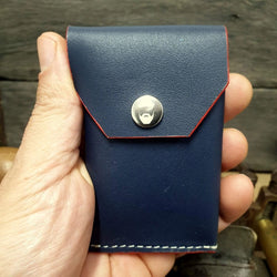 Cadet. S Handmade Minimalist Full Grain Navy Leather Card & Cash Wallet