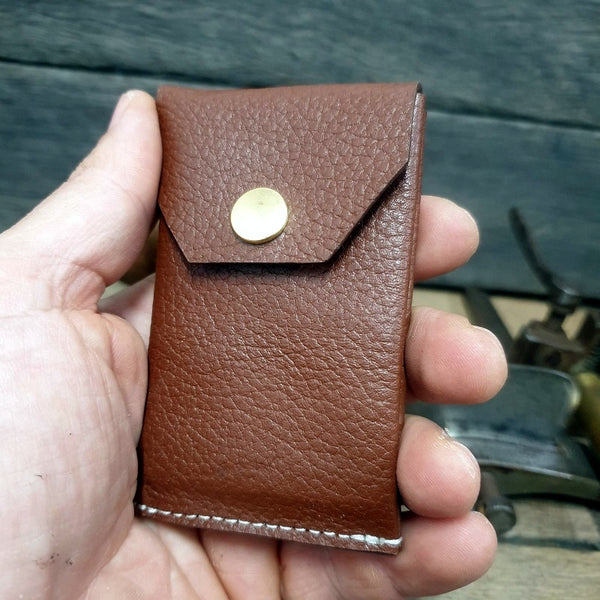 Cadet. S Handmade Minimalist Full Grain Brown Leather Card & Cash Wallet