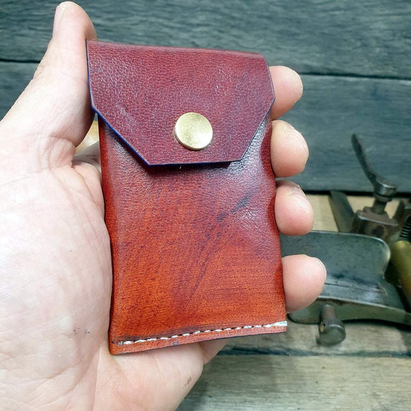 Cadet. S Handmade Minimalist Full Grain Saddle Brown Leather Card & Cash Wallet