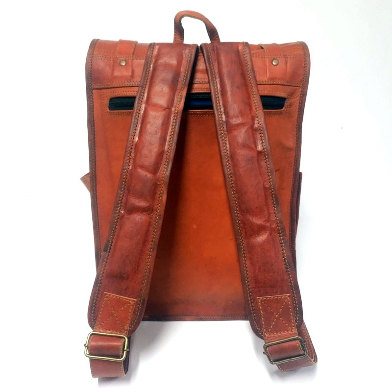 The Tank 16 Inch Indiana Jones Styles Goat Leather Full Grain Leather Roll Top Backpack