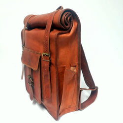 The Tank 16 Inch Indiana Jones Styles Goat Leather Full Grain Leather Roll Top Backpack