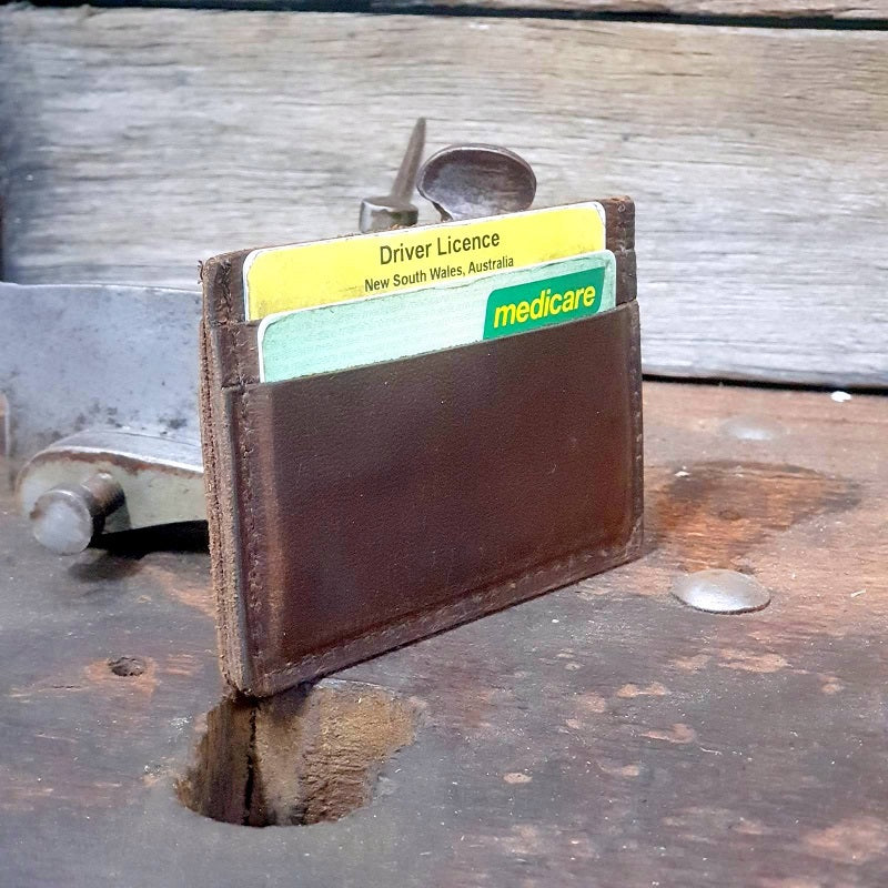 'Titan' Australian Made Full Grain Oil Pull-Up Buffalo Classic Leather Card Holder Wallet