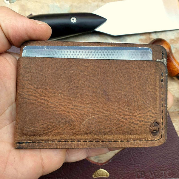 Australian Made 'Ratchet' Full Grain Rusty Buffalo Leather Card Holder Wallet