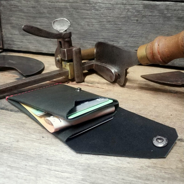 The General - Handmade Minimalist Slide Sleeve EDC Kangaroo Hide Leather Card & Cash Wallet