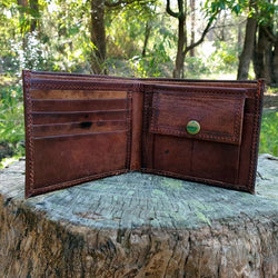 Canyon - Handmade Goat Leather Bifold Landscape Wallet - The Leather Trading Co.